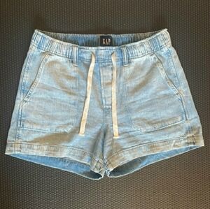 Women's GAP Elastic Waist Paper Bag Pullon Denim Shorts Sz M